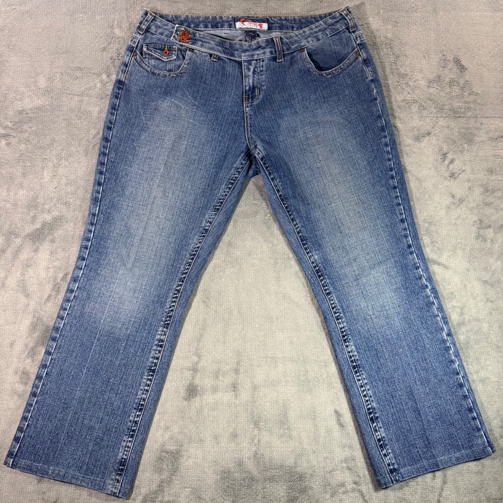 Mwah Jeans Womens Plus Size 20W Medium Wash Bootcut Denim Blue Jeans Y2K Style